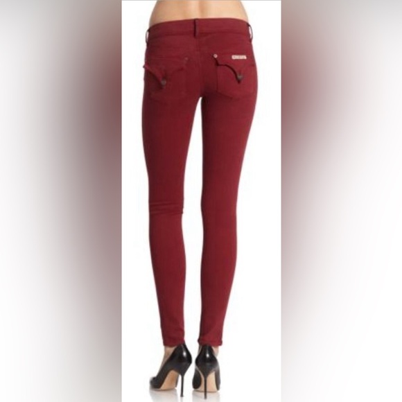Hudson Women's Midrise Collin Skinny Jeans Burgundy Crim Red size 29 - Picture 1 of 12